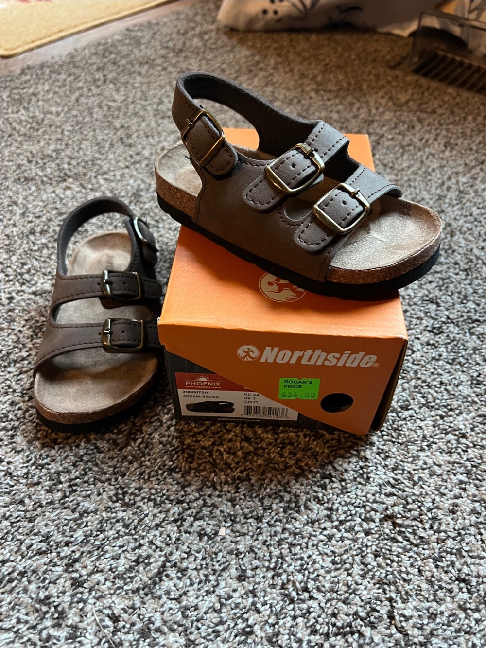 Northside Kids Brown Double-Buckle Sandals